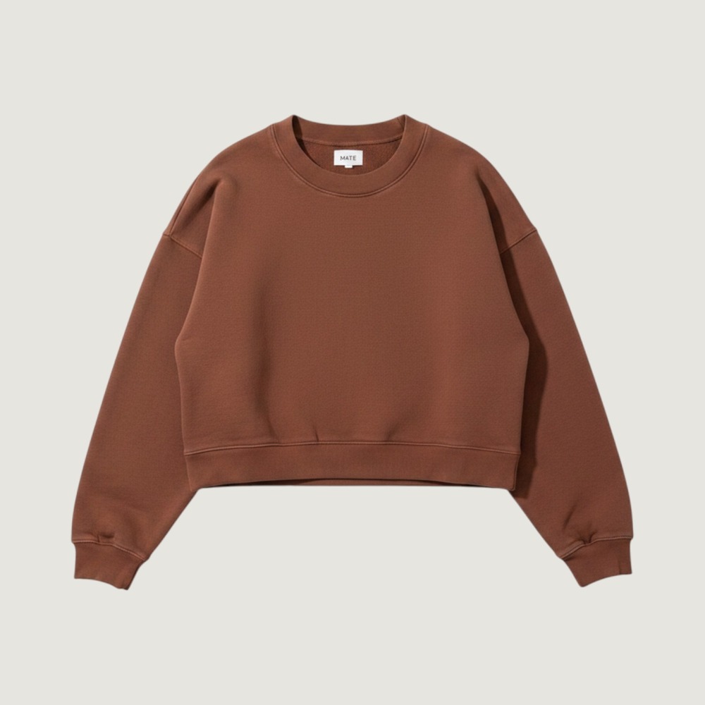 MATE the Label Womens XL Organic Cotton Cropped Sweatshirt Terracotta Brown